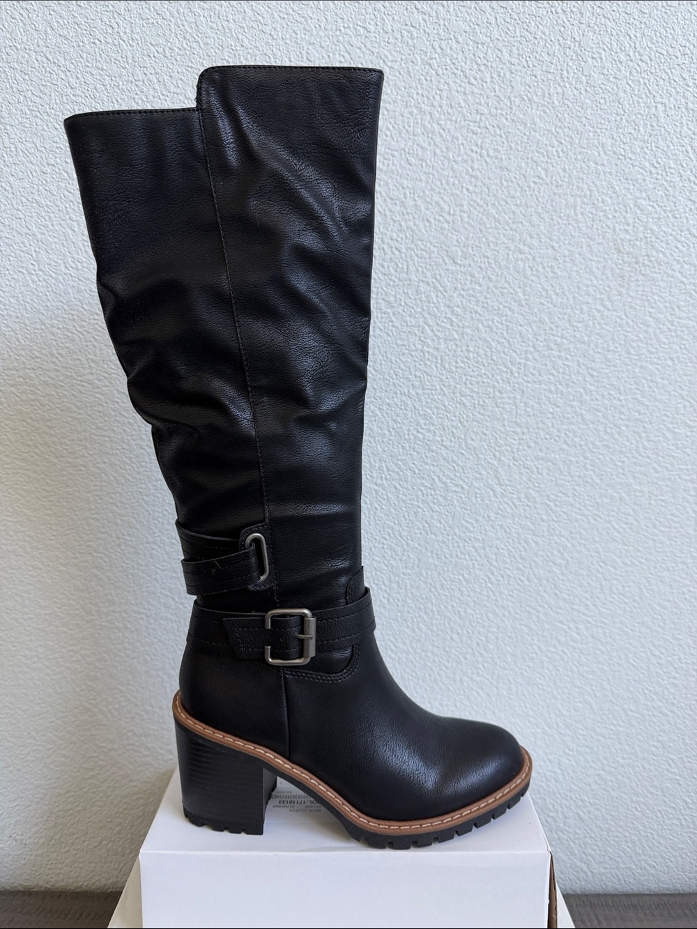 Sun + Stone Womens Viviaan Zip up Buckle Knee-High Boots NIB